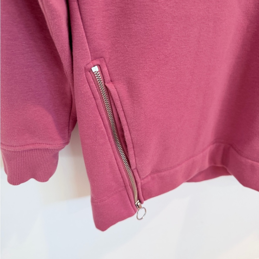 Athleta Cozy Karma Side Zip Funnel Neck Pullover Sweatshirt in Pink, Size MT - Picture 6 of 9